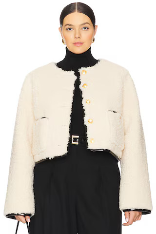 L'Academie By Marianna Pauchet Reversible Faux Sherpa Jacket in Beige & Black from Revolve.com | Revolve Clothing (Global)