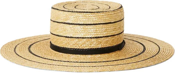 btb Los Angeles Piper Stripe Straw Boater Hat | Nordstrom | Nordstrom
