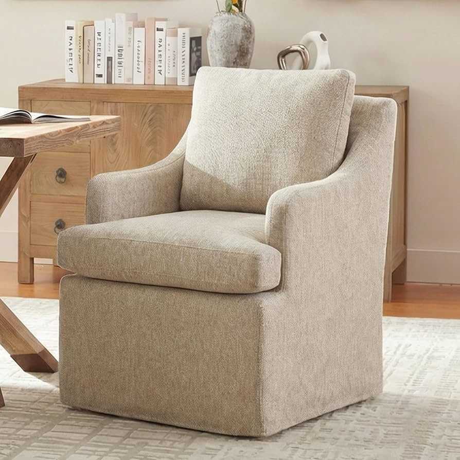 VKNOW Upholstered Dining Chairs, Modern Kitchen Chairs Dinner Chairs with 4 Casters, Chenille Arm... | Amazon (US)