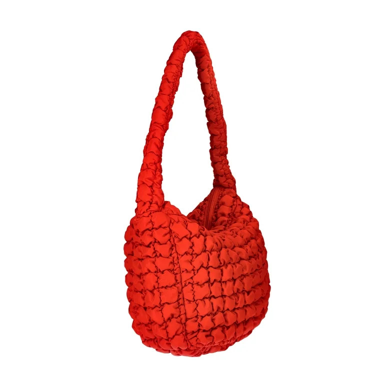 No Boundaries Women's Oversized Quilted Hobo Bag, Classic Red | Walmart (US)