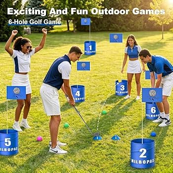 6 Holes Backyard Golf Game with 2 Adjustable Clubs, Outdoor Yard Golf Practice Game for Adults an... | Amazon (US)