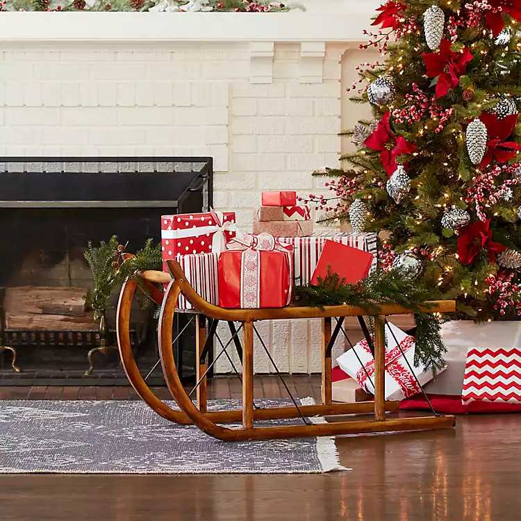 Rustic Wooden Sleigh Figurine | Kirklands