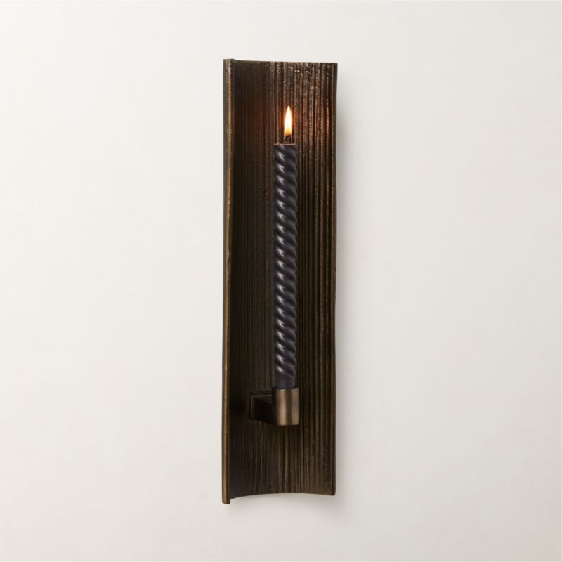 Ripple Bronze Wall Sconce Taper Candle Holder | CB2