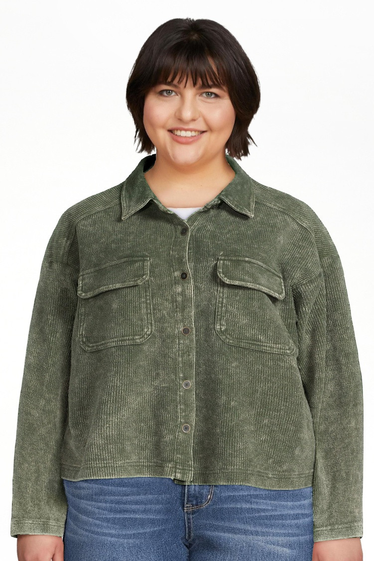 Time and Tru Women's Cropped Corduroy Shacket, XS-XXL | Walmart (US)