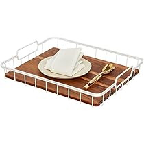 iDesign The Ría Safford Collection Acacia Wood and Wire Serving Tray | Amazon (US)