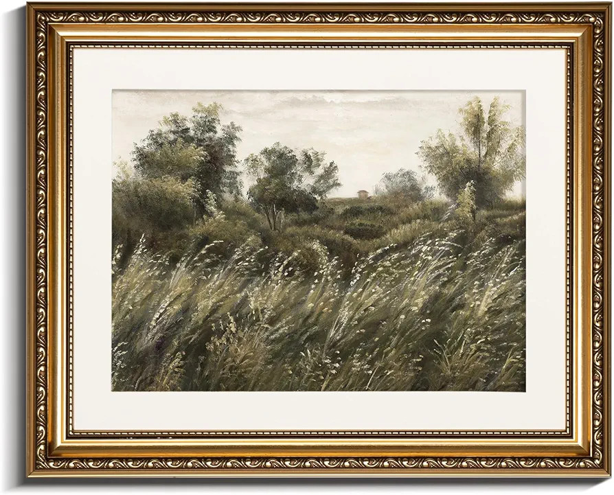 InSimSea Gold Picture Framed Wall Art, Living Room Bathroom Vintage Wilderness Field Pictures Wal... | Amazon (US)