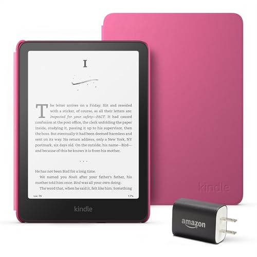 Kindle Paperwhite Essentials Bundle including All-new Kindle Paperwhite (16GB) - Raspberry, Plant-Based Leather Cover - Raspberry, and Power Adapter | Amazon (US)