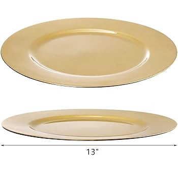 ZEAYEA 12 Pack Gold Charger Plates, 13 Inch Plastic Round Dinner Charger Plates for Wedding Party... | Amazon (US)