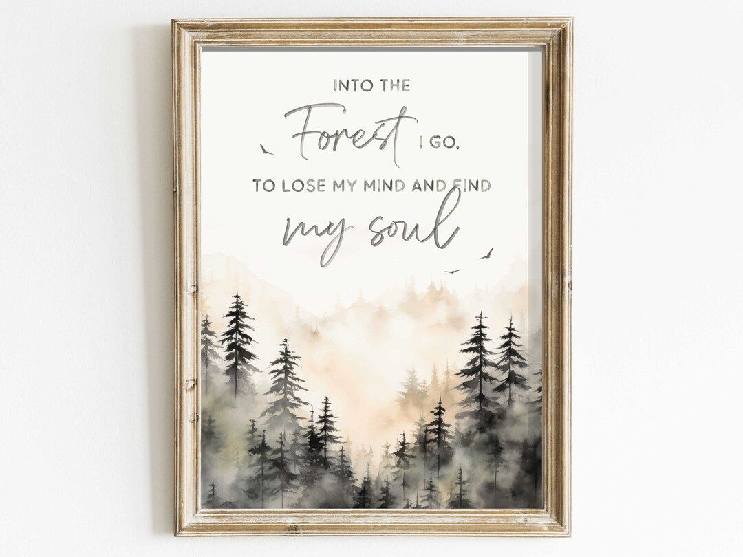Into the Forest I Go Quote Wall Art Adventure & Hiking Wall - Etsy | Etsy (US)