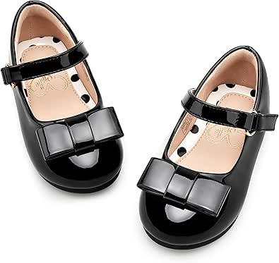 Stelle Girls Dress Shoes Toddler Mary Jane Shoes Flats with Bow for Toddler/Little/Big Kids | Amazon (US)