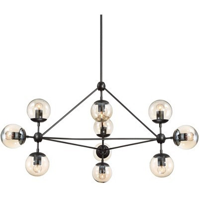 Possini Euro Design Gable Black Large Chandelier 41 1/2" Wide Mid Century Modern Cognac Glass Shade 10-Light Fixture for Dining Room Kitchen Island | Target