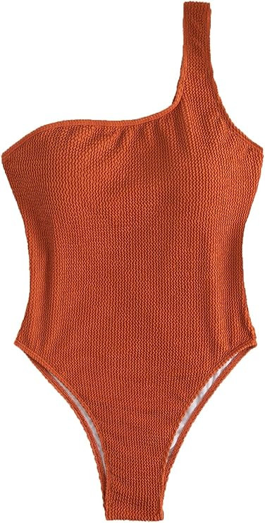 SweatyRocks Women's Bathing Suits One Shoulder One Piece Swimsuits Monokini | Amazon (US)