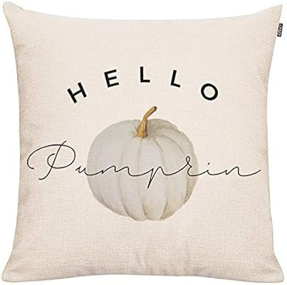 GTEXT Farmhouse Hellow Pumpkin Throw Pillow Cover White Pumpkin Farm Decorative Couch Pillow Case... | Amazon (US)