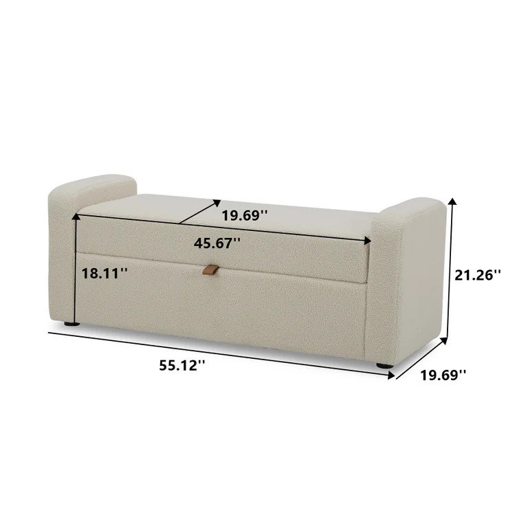Better Homes & Gardens Springwood Storage Bench, Cream | Walmart (US)
