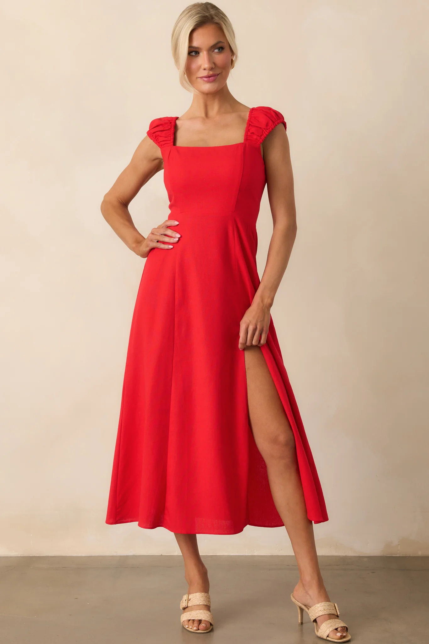 Radiant Reverie Red Midi Dress | Red Dress