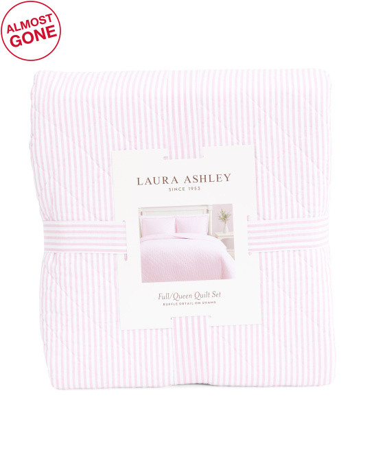 Oxford Stripe Ruffle Quilt Set | TJ Maxx