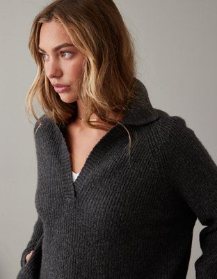 AE Oversized Collared Sweater | American Eagle Outfitters (US & CA)