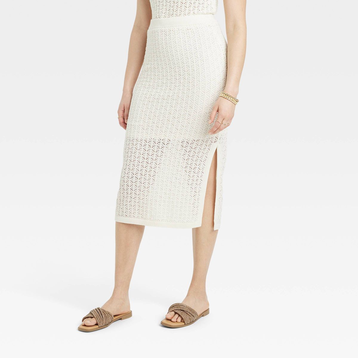 Women's Midi Sweater Skirt - A New Day™ Cream M | Target