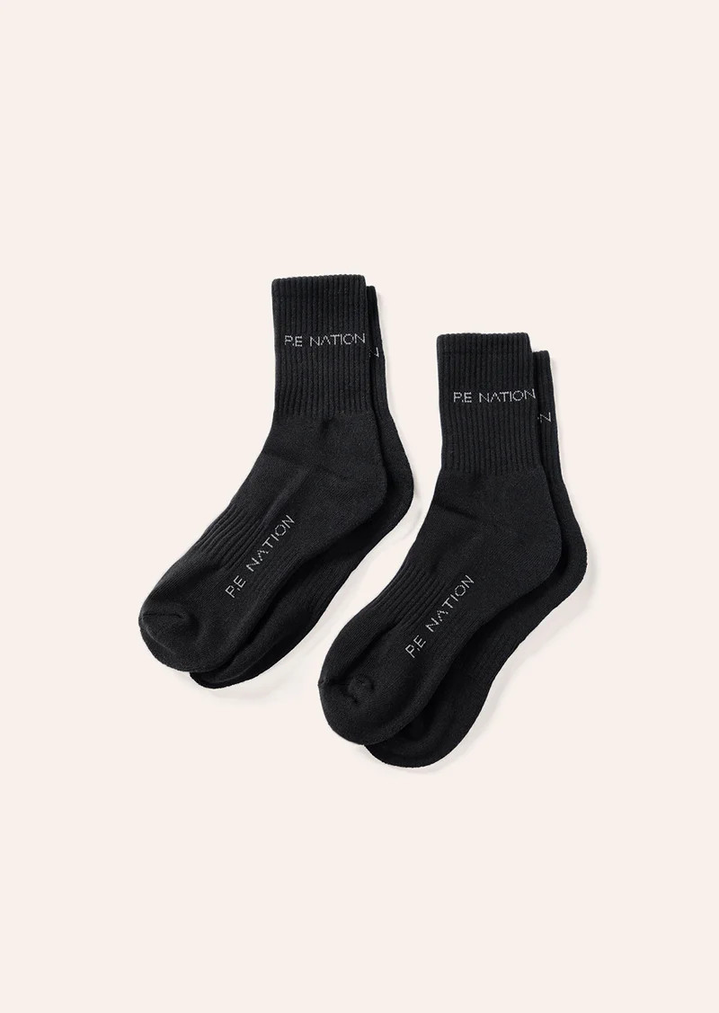 SIGNATURE SOCKS 2 PACK IN BLACK | P.E Nation AU