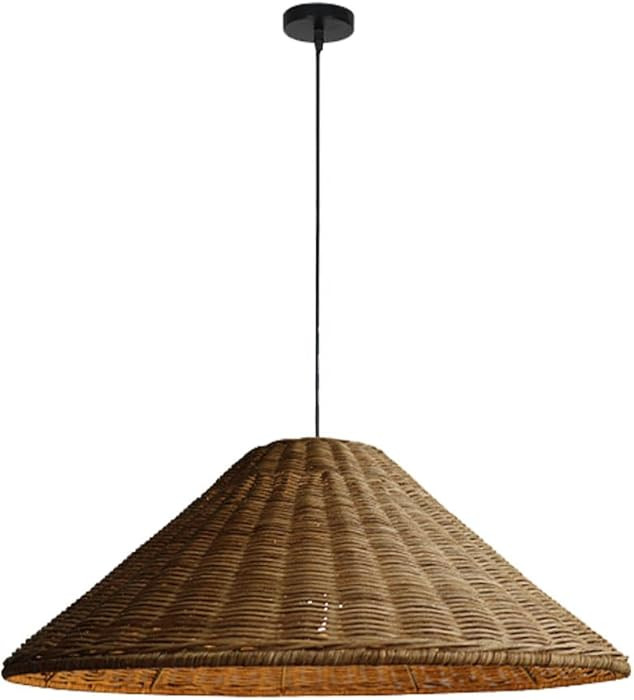 Boho Rattan Pendant Light Fixture, Simple Wicker Hanging Light Adjustable Height Tapered Design H... | Amazon (CA)