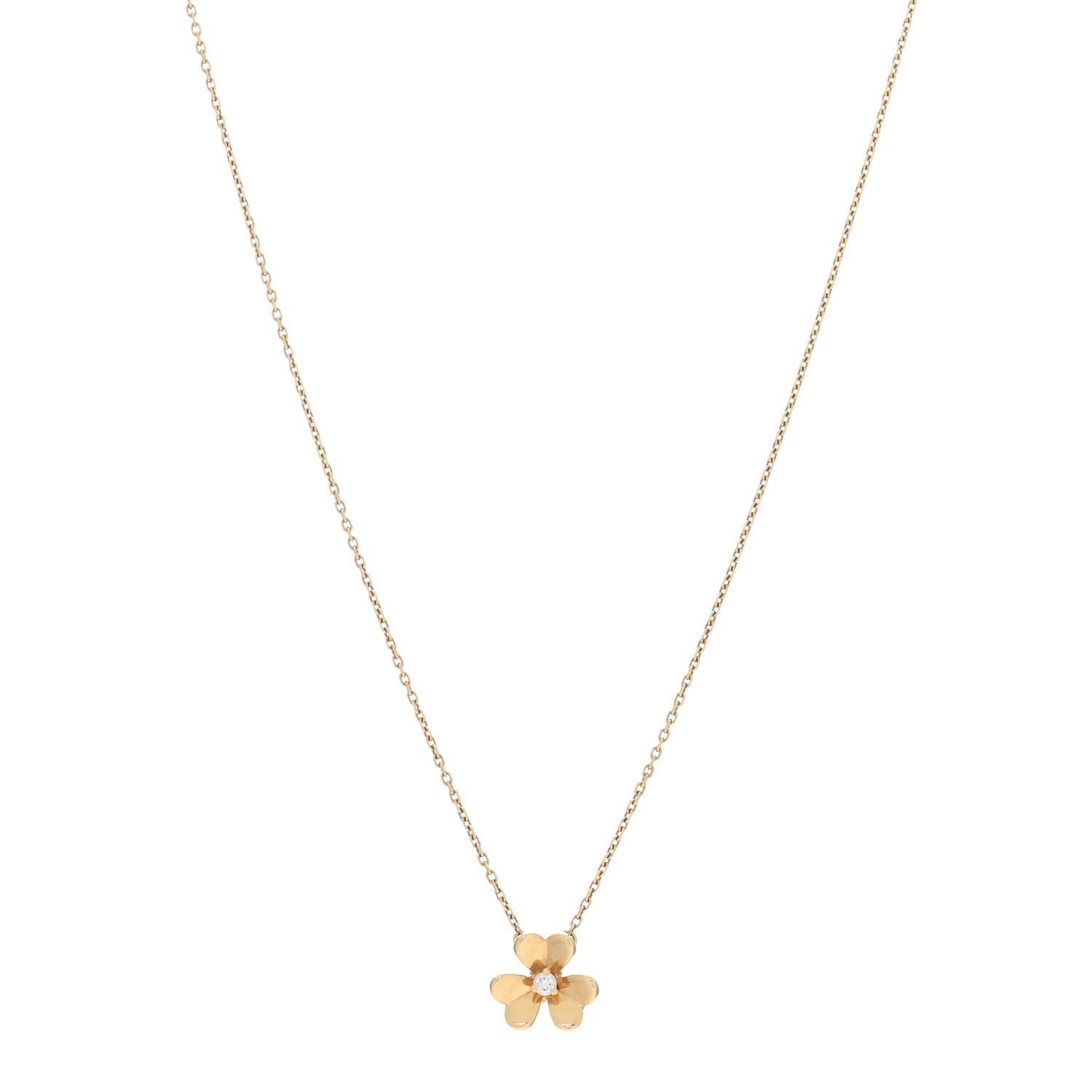 VAN CLEEF & ARPELS 18K Yellow Gold Diamond Mini Frivole Pendant Necklace | FASHIONPHILE (US)