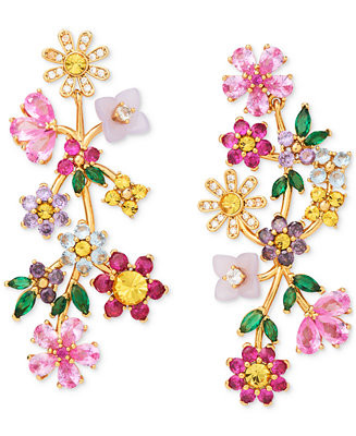 Kate Spade New York Gold-Tone Stone & Cubic Zirconia Bursting Blooms Statement Earrings - Macy's | Macy's