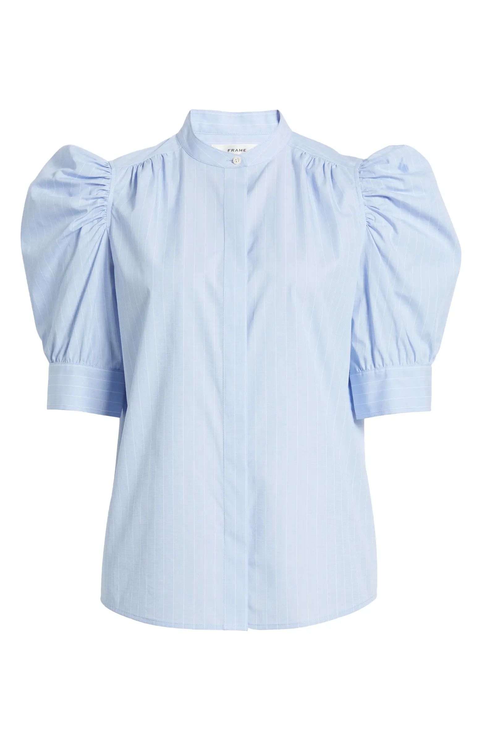 FRAME Stripe Puff Sleeve Cotton Button-Up Shirt | Nordstrom | Nordstrom