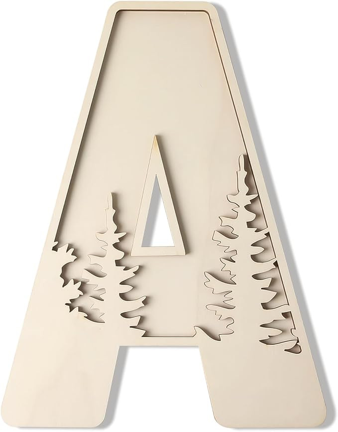 Woodland Layered Wooden Letters 12 Inch, Boho Large Wooden Name Signs for Nursery Big Paintable W... | Amazon (US)