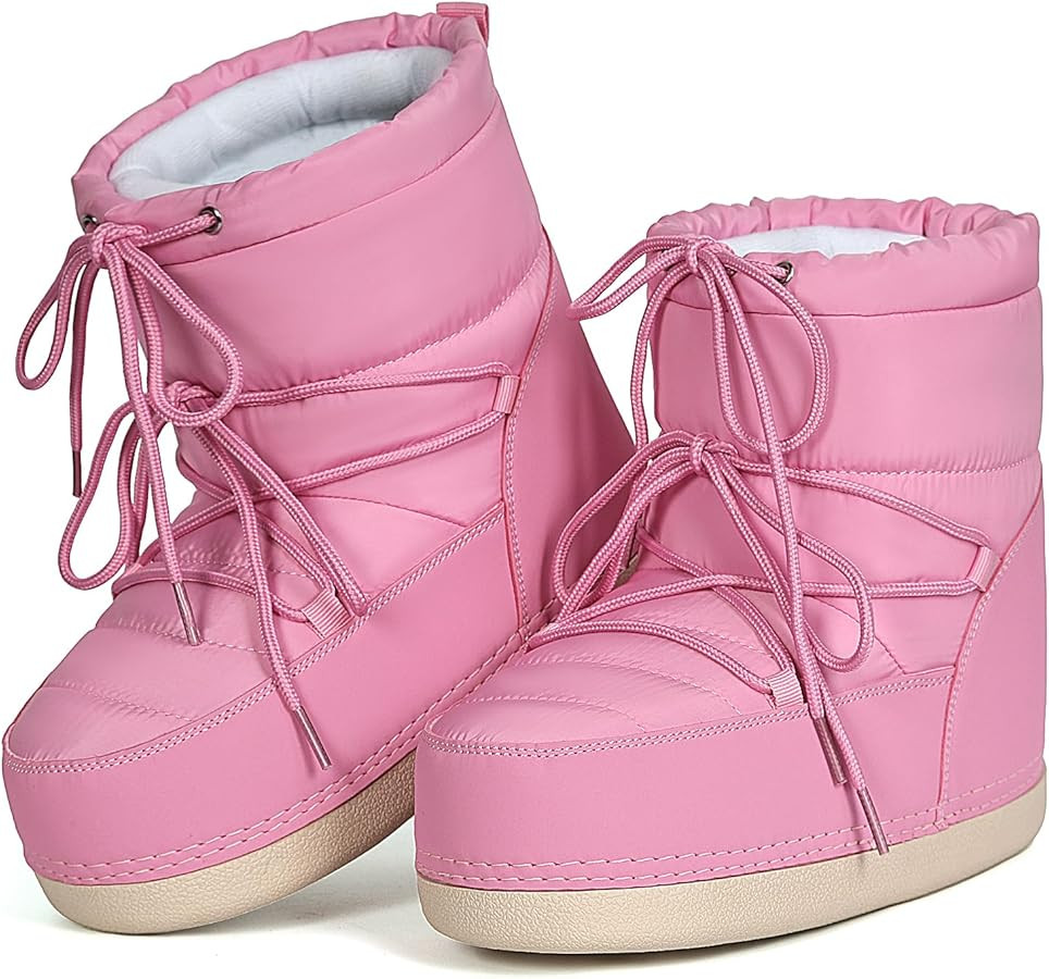 Womens Winter Snow Boots Anti-Slip Ankle Booties with Warm Lining Lace-up Outdoor Shoes | Amazon (US)