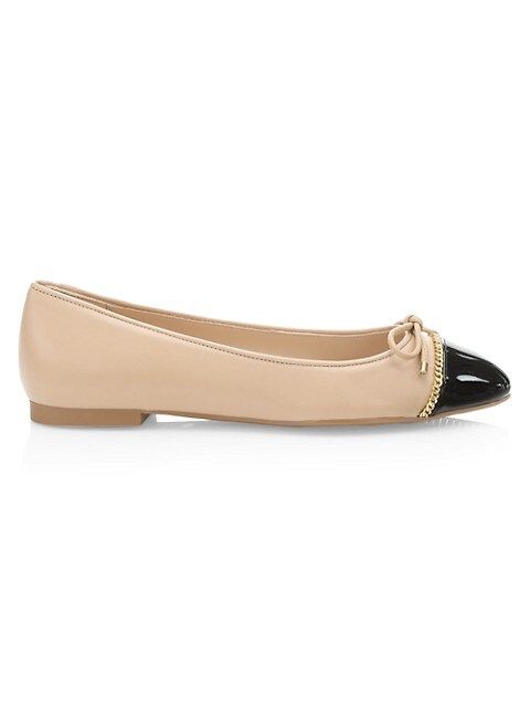 Gabby Chain-Trimmed Leather Ballet Flats | Saks Fifth Avenue OFF 5TH