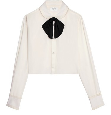 Romy cropped shirt in silk crepe - CELINE | 24S US