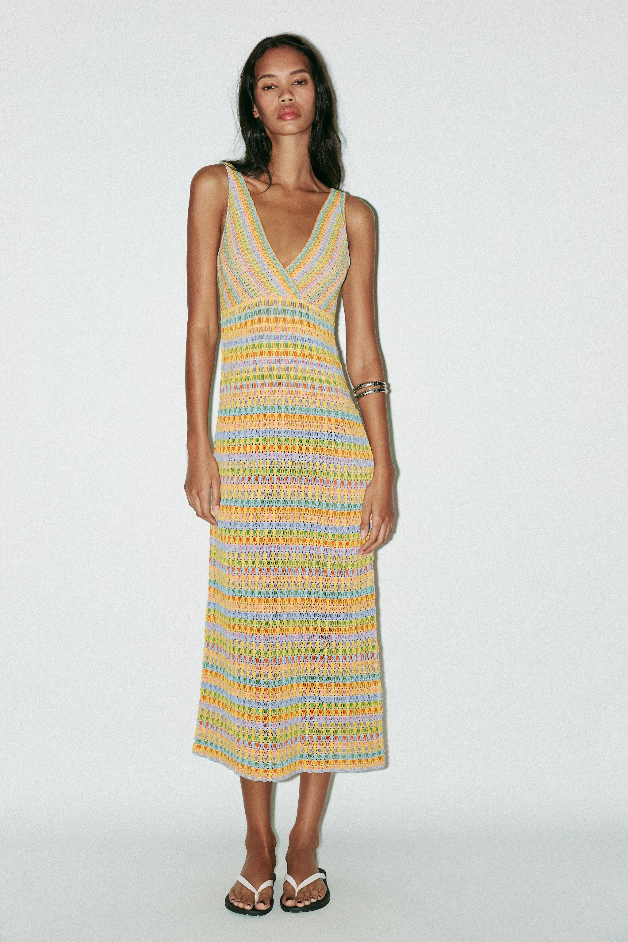 LONG CROCHET KNIT DRESS | Zara US
