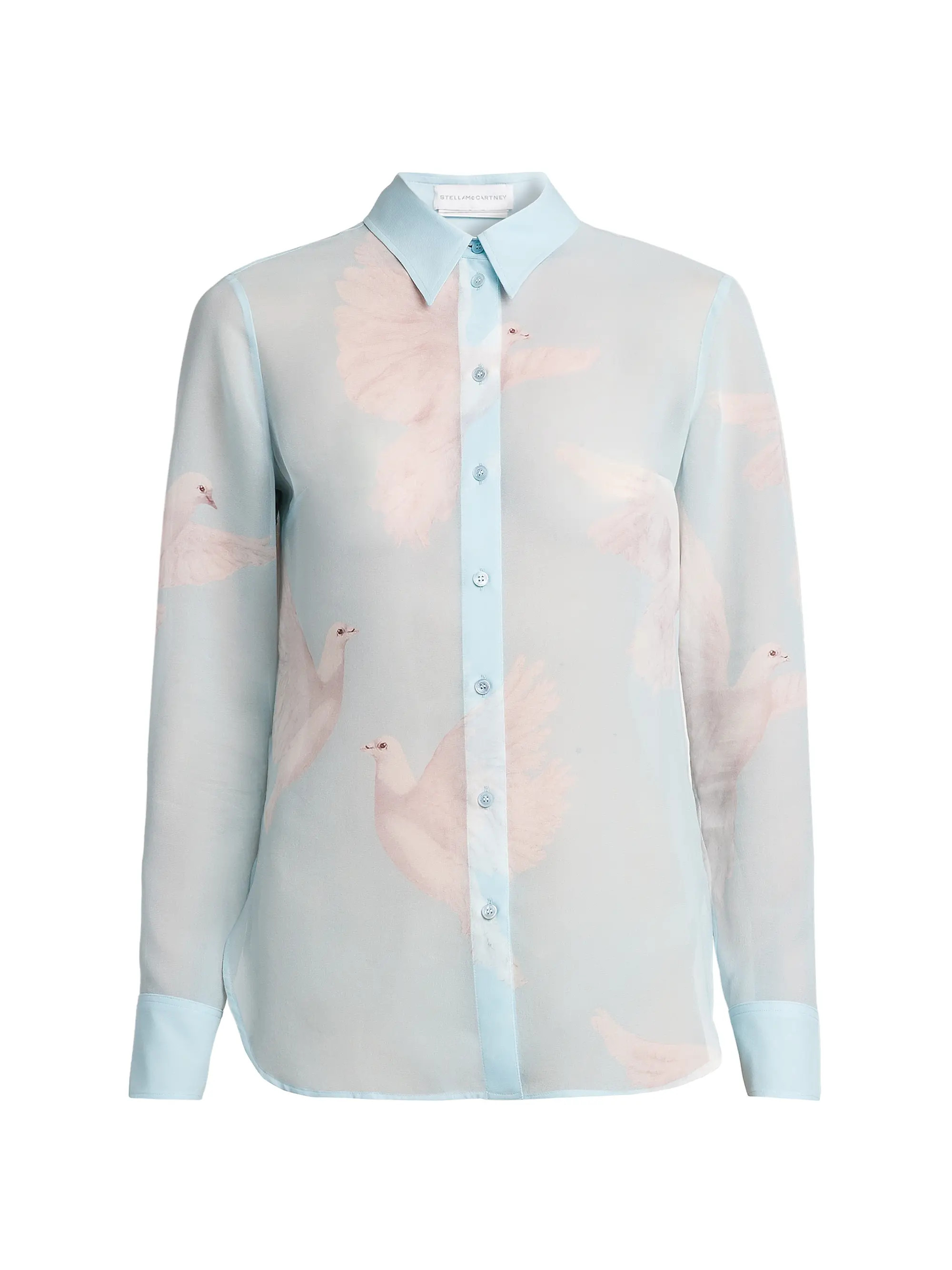 Stella McCartney Birds Silk Georgette Slim-Fit Shirt | Saks Fifth Avenue | Saks Fifth Avenue