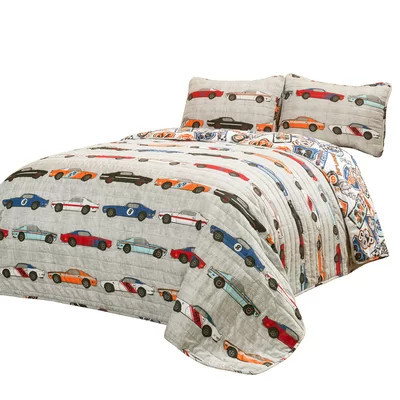Race Cars Microfiber Reversible Traditional Quilt Set | Wayfair North America