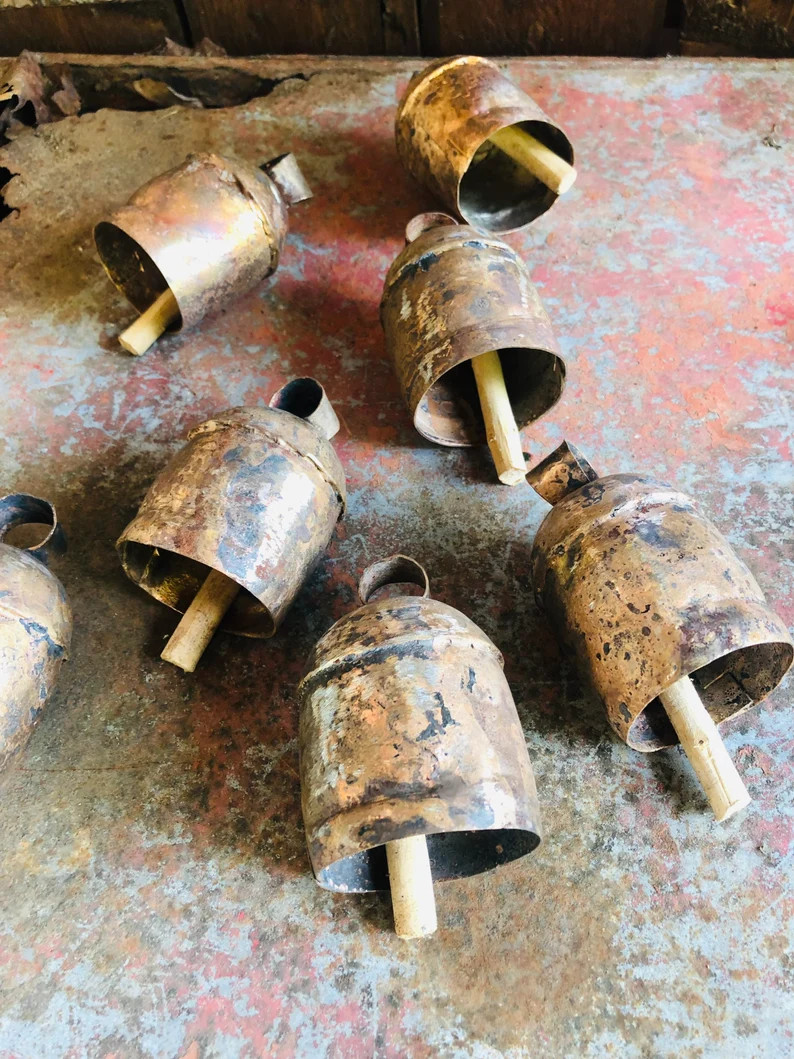 Rustic Garden Bells~4in. Old World Copper bells for home & garden~ Set of 3 or 6 Bells | Etsy (US)