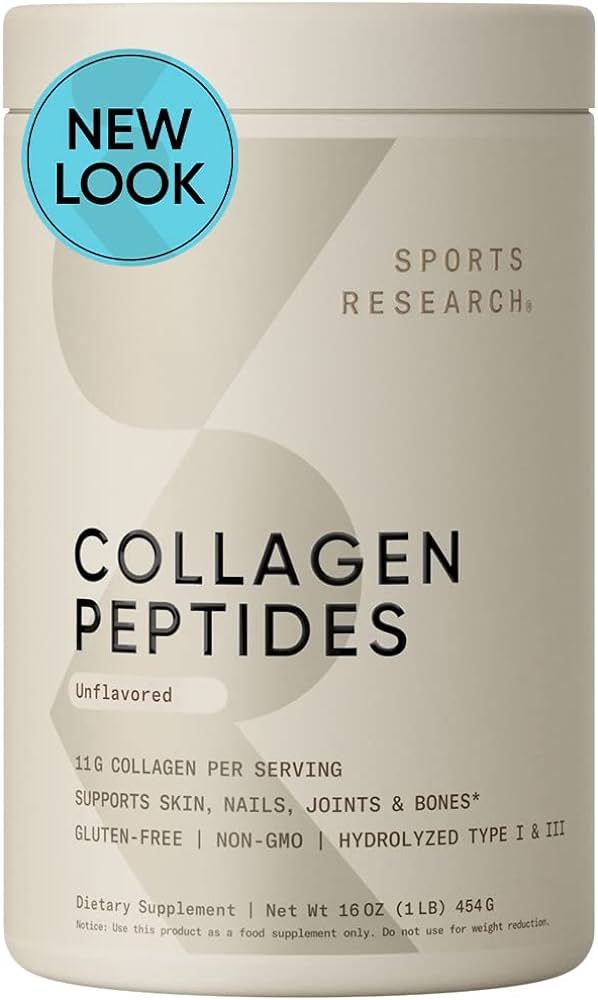 Sports Research Collagen Peptides for Women & Men - Hydrolyzed Type 1 & 3 Collagen Powder Protein Supplement for Healthy Skin, Nails, Bones & Joints - Easy Mixing Vital Nutrients & Proteins | Amazon (US)