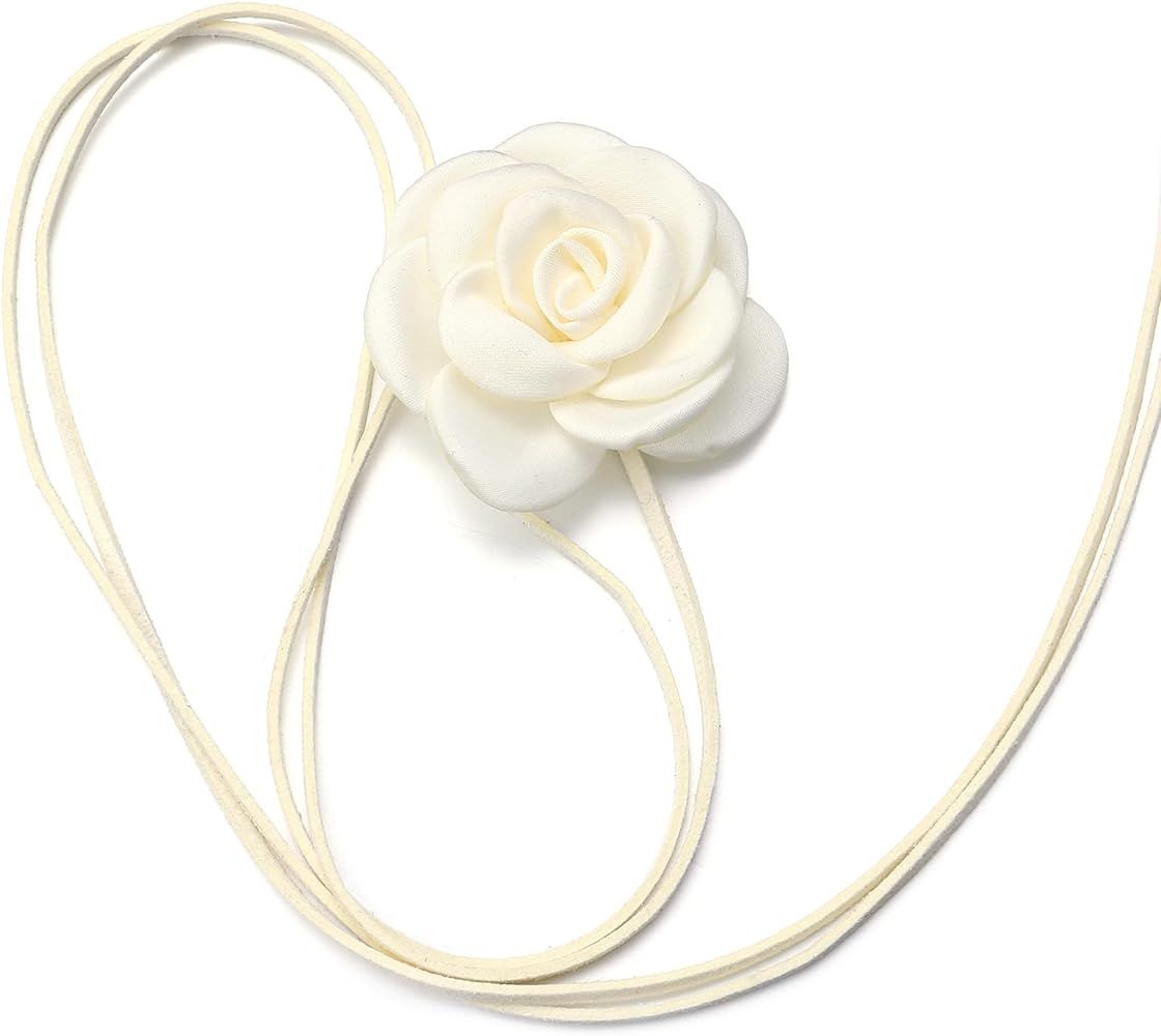 Chuyau Flower Choker Necklace Rose Choker Camellia Flower Lace-up Necklace Gothic Choker for Wome... | Amazon (CA)