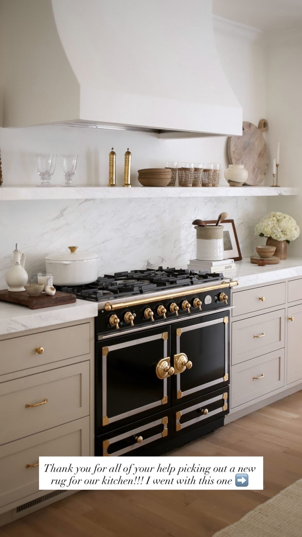 Head to my IG stories to see which rug I picked for our kitchen! Home decor, interior design, La Cornue, farmhouse kitchen. 

#LTKHome #LTKdayinmylife #LTKSeasonal