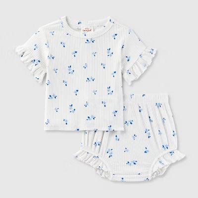 Baby Girls' Ribbed Top & Bottom Set - Cat & Jack™ | Target