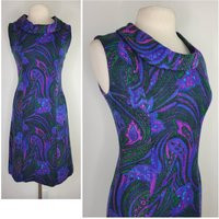 Vintage 1960S Wool Paisley Dress, Purple Size S/M/60S Wool Dress Mod Fall Winter Small S Medium M 35B 36B | Etsy (US)
