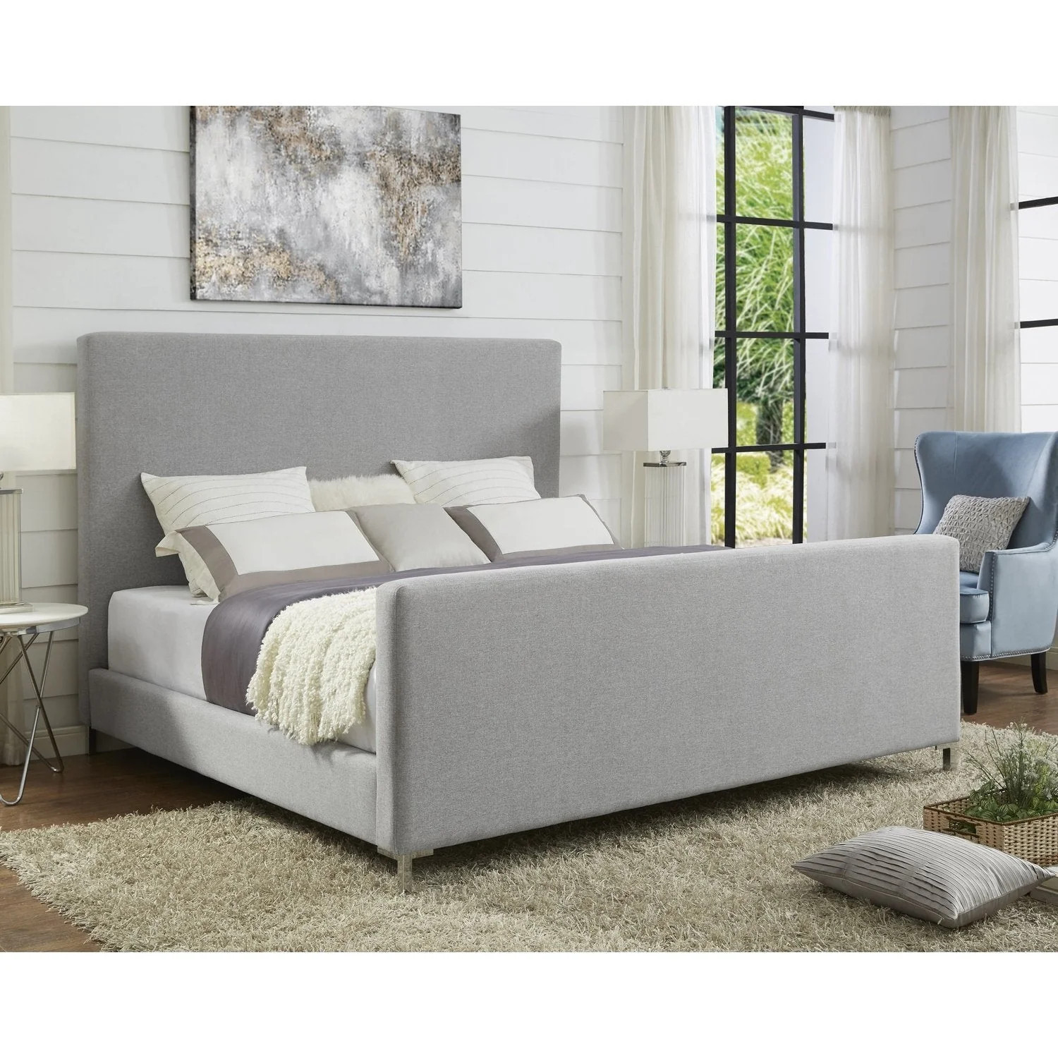 Dean Linen Bed - Grey / King | Inspired Home