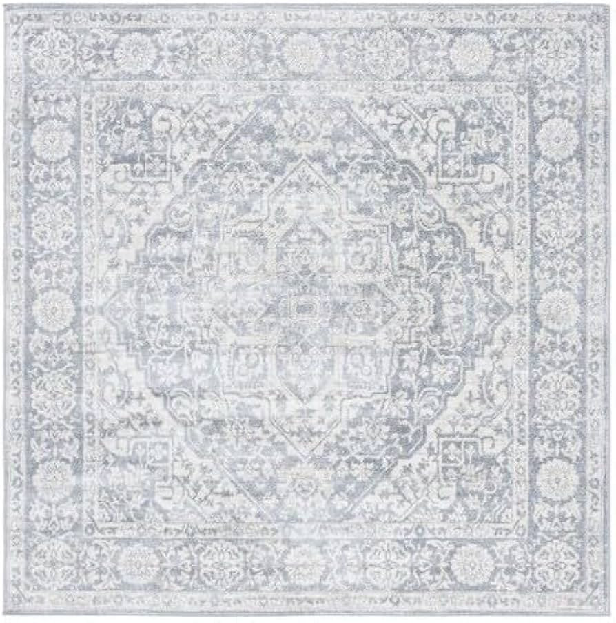 Safavieh Brentwood Collection Area Rug - 10' Square, Light Grey & Ivory, Medallion Distressed Des... | Amazon (US)