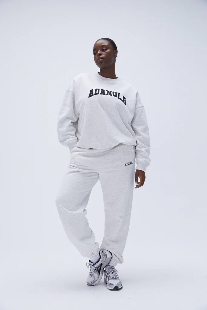 Varsity Sweatpants - Light Grey Melange/Black | Adanola UK