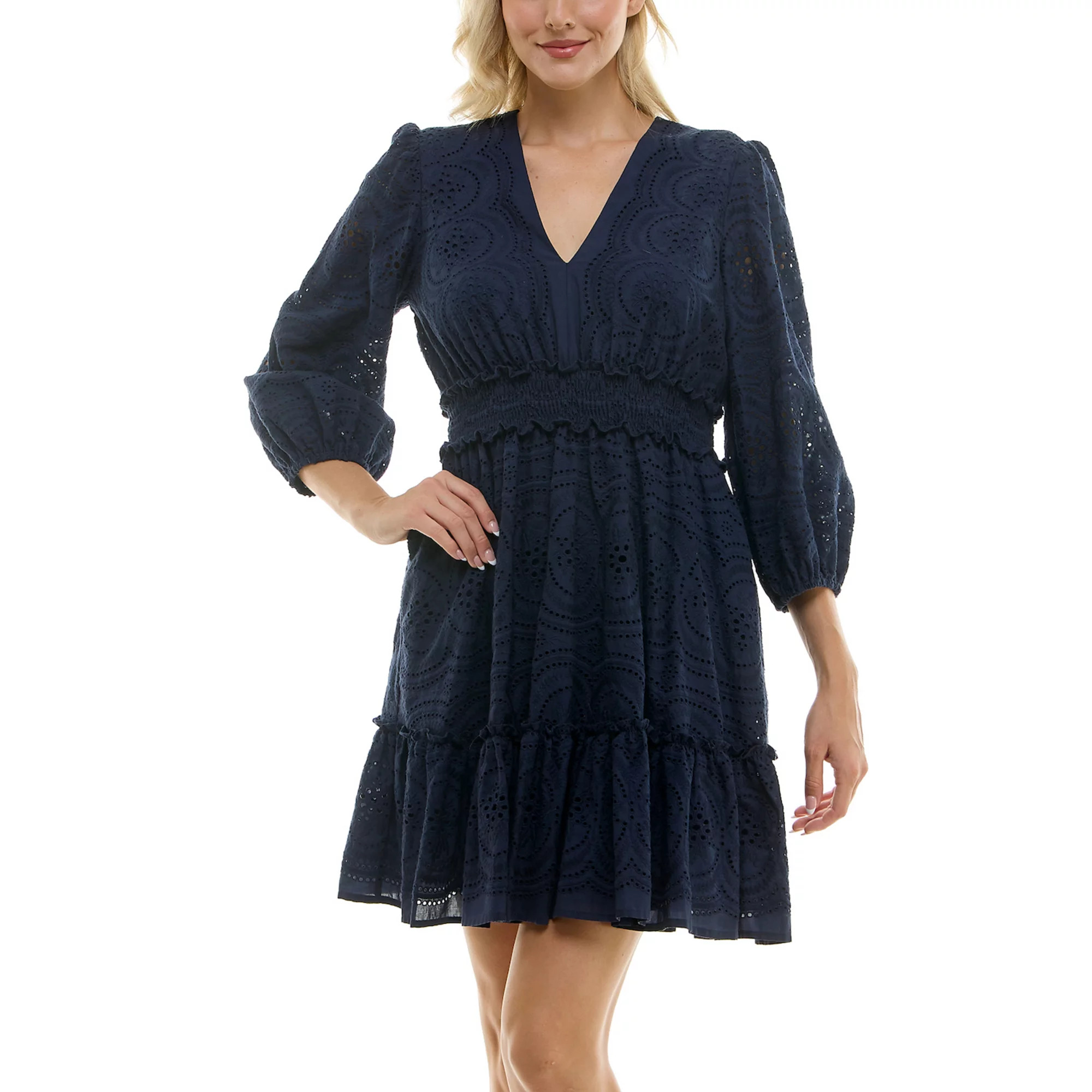 Women's Taylor Lace Bishop Sleeve Fit & Flare Mini Dress | Kohl's