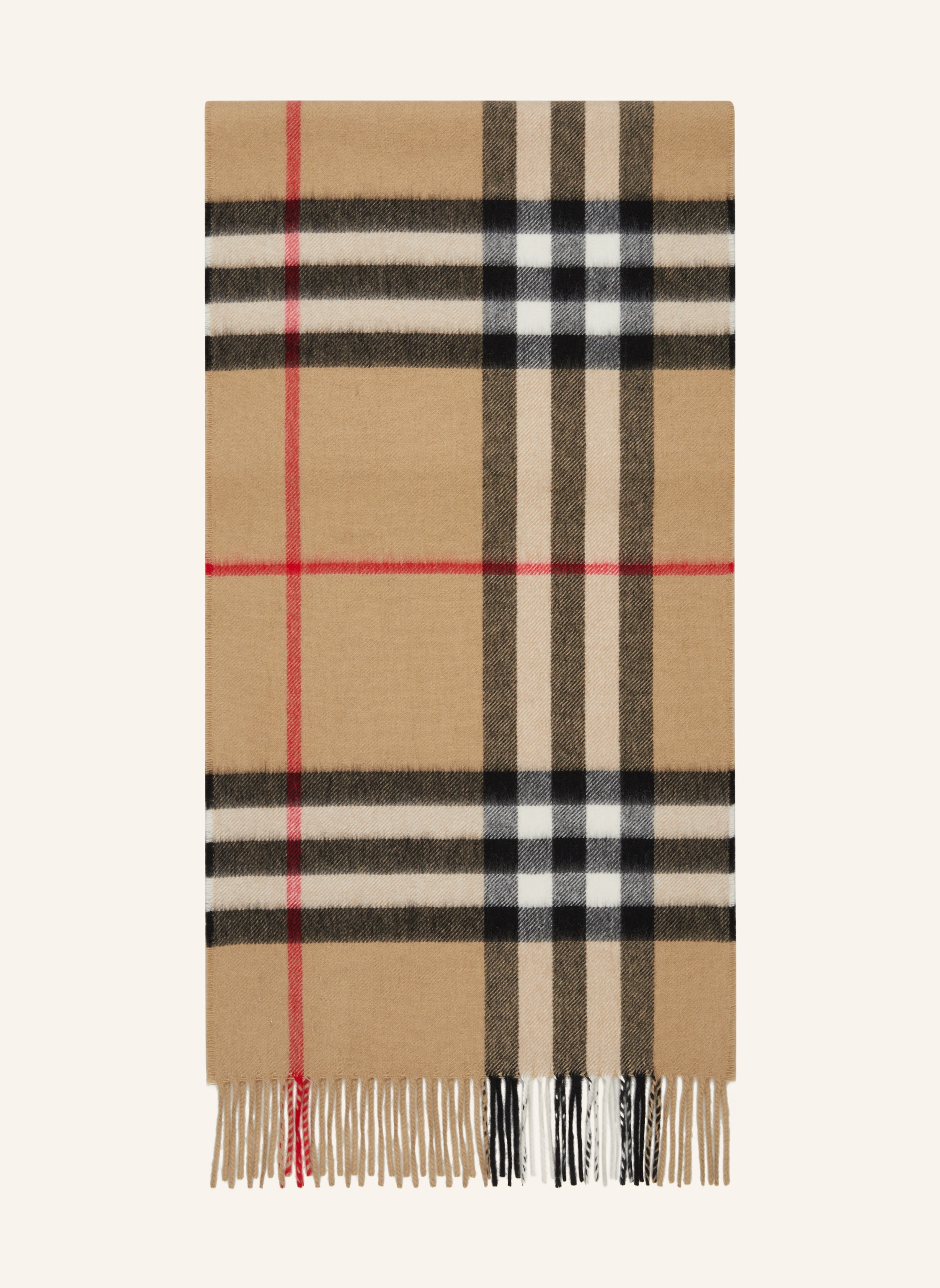 BURBERRY Cashmere-Schal in hellbraun / schwarz / creme | Breuninger (DACH)