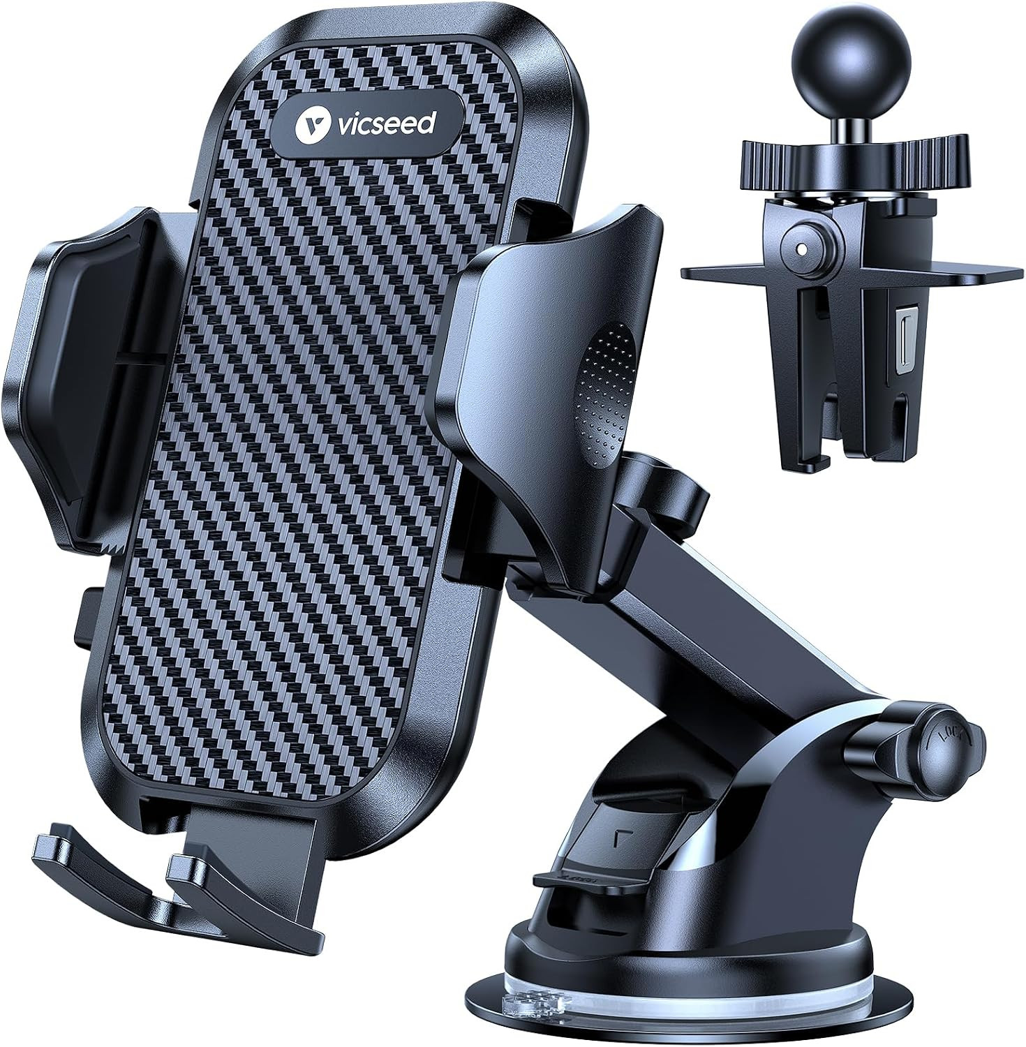 VICSEED 2026 Ultimate Sturdy Car Phone Holder [Upgraded 95+LBS Strongest Suction] Universal Long Arm Cellphone Mount for Car Dashboard Windshield Vent Truck Boat for iPhone 18 17 16 Pro Max & Android | Amazon (US)