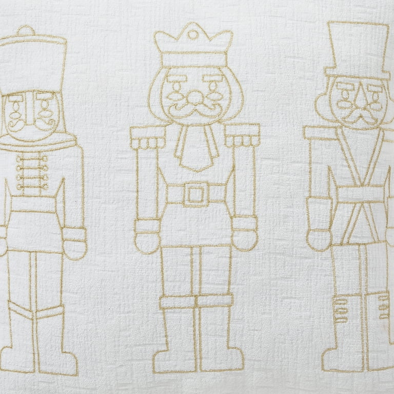 My Texas House 18" x 18" White Nutcracker Chenille Holiday Decorative Pillow | Walmart (US)