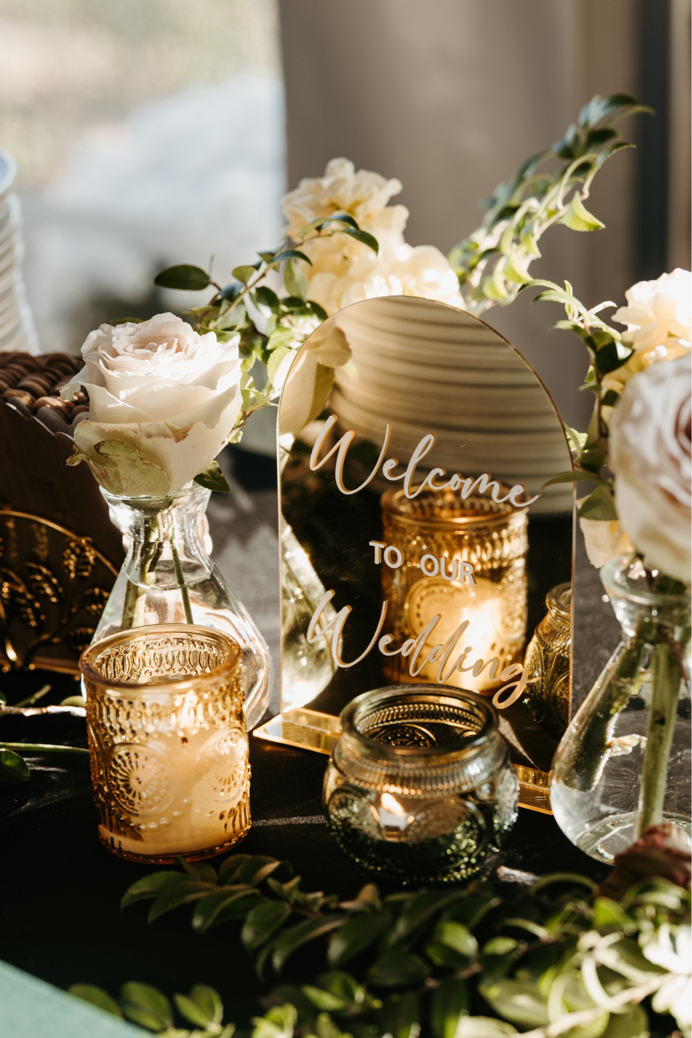 Welcome to Our Wedding Sign 
#gold #weddingsign #candles #candlevotives 

#LTKWedding #LTKGiftGuide #LTKParties