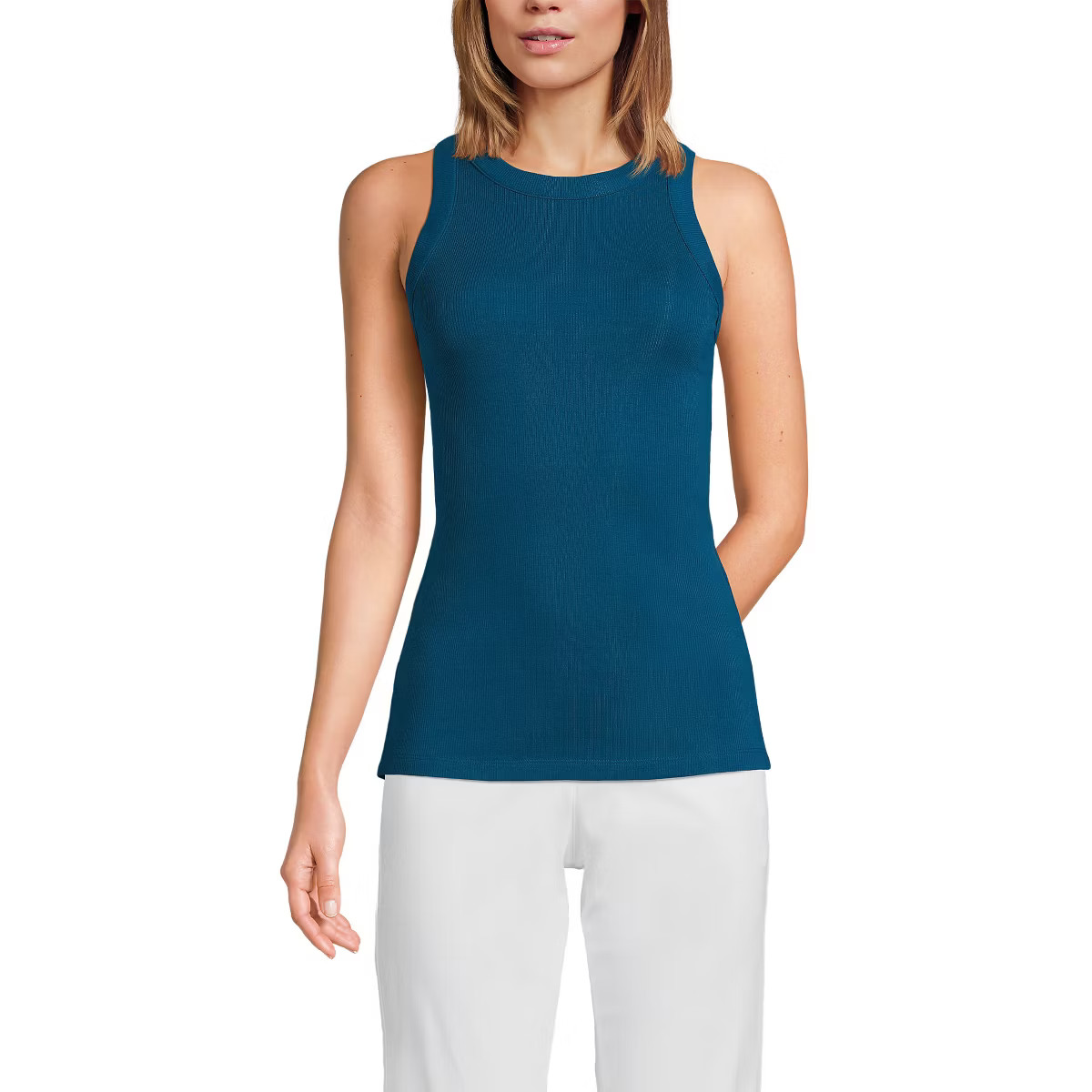 Lands' End Women's 2x2 Rib Crew Neck Tank Top | Target