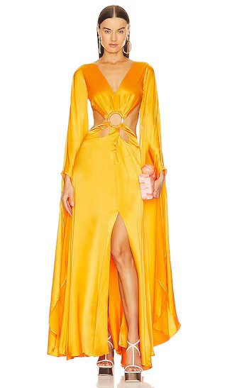 Jasmin Gown in Marigold Air Satin | Revolve Clothing (Global)